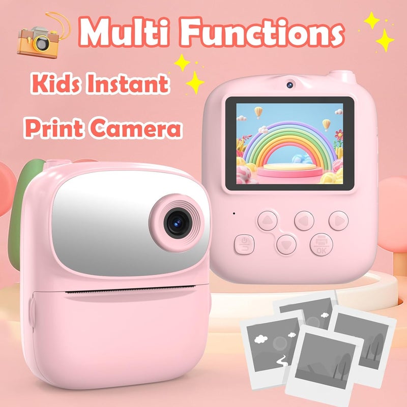 ICONLINK Kids Camera Instant Print for Kids with Mirror, HD Dual-Lens Selfie Digital Camera with 3 Rolls Print Paper & 32GB Card, Holiday Birthday Gifts Toys for Girls Boys Toddler.(Pink) - Image 4